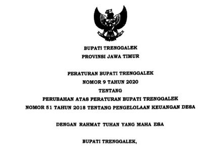 PERBUP 9 TAHUN 2020 TENTANG PERUBAHAN PERBUP 51 TAHUN 2018